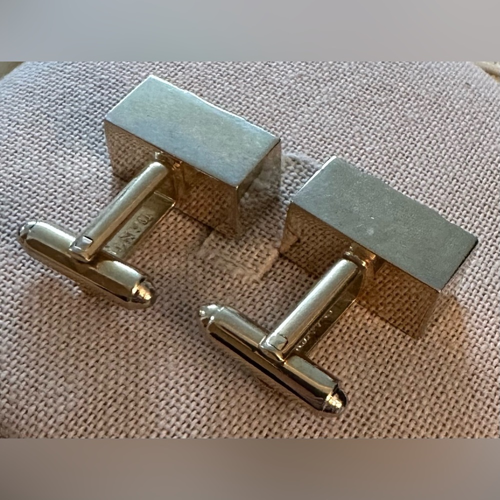 Dante Cufflinks Geometric Retangular 3D Cufflinks Silver tone vintage - Picture 4 of 10